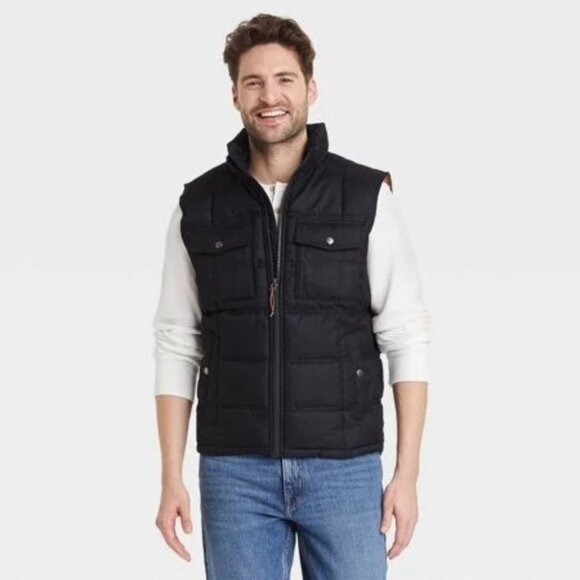 Goodfellow & Co Mens Zip & Snap Front Puffer Vest with Multiple Pockets - Picture 4 of 4